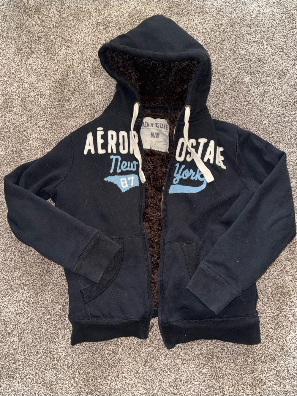 Aeropostale Black Hoodie with Light Blue Accents